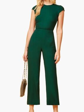 Reformation Emerald Green Cap-Sleeve Jumpsuit